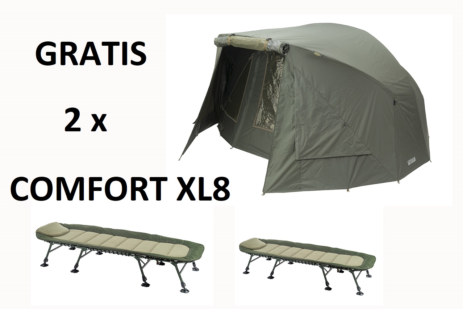 Bivak New Dynasty XL + Přehoz + 2x lehátko Comfort XL8