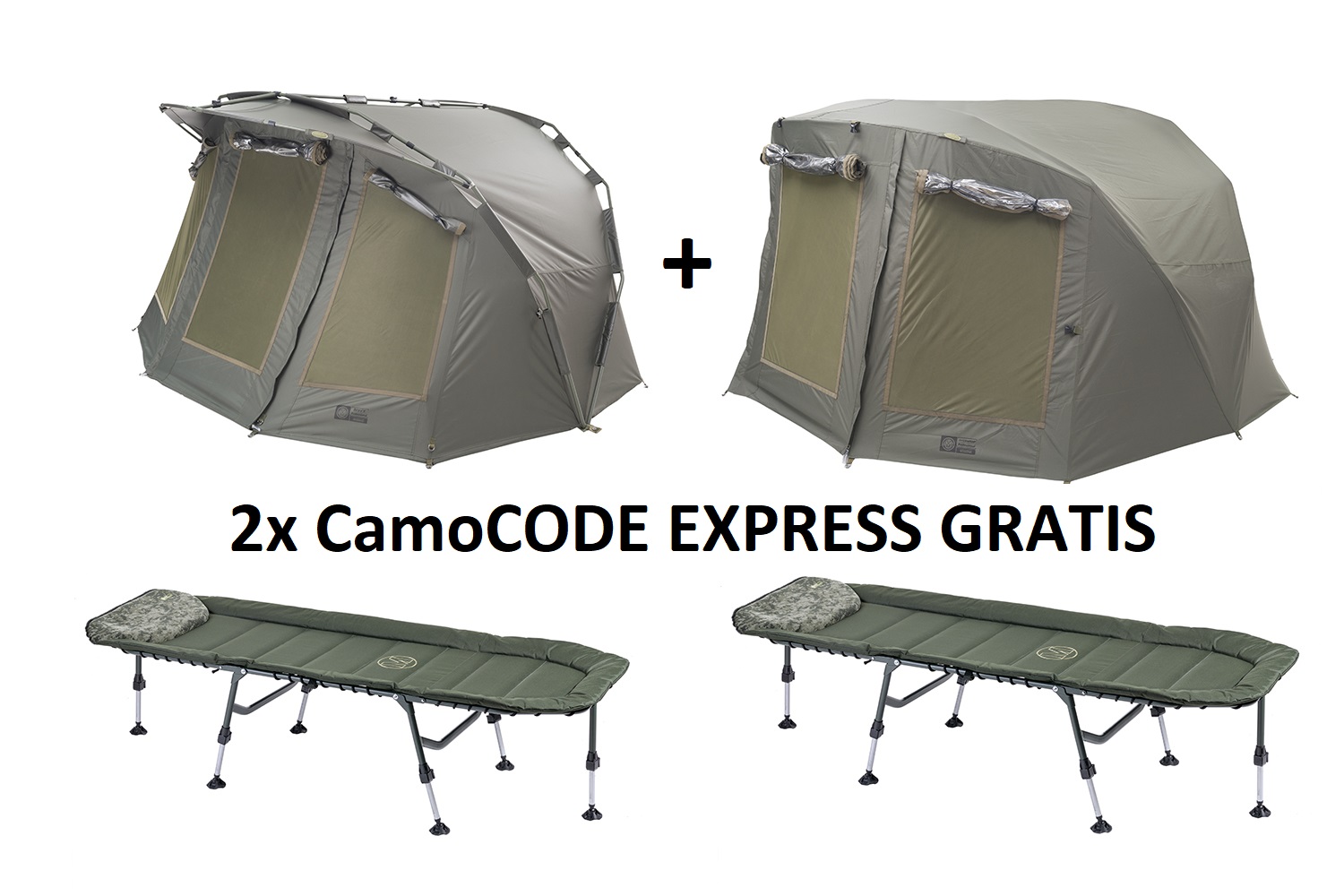 Set Mivardi bivak Professional + přehoz + 2x lehátko CamoCODE Express