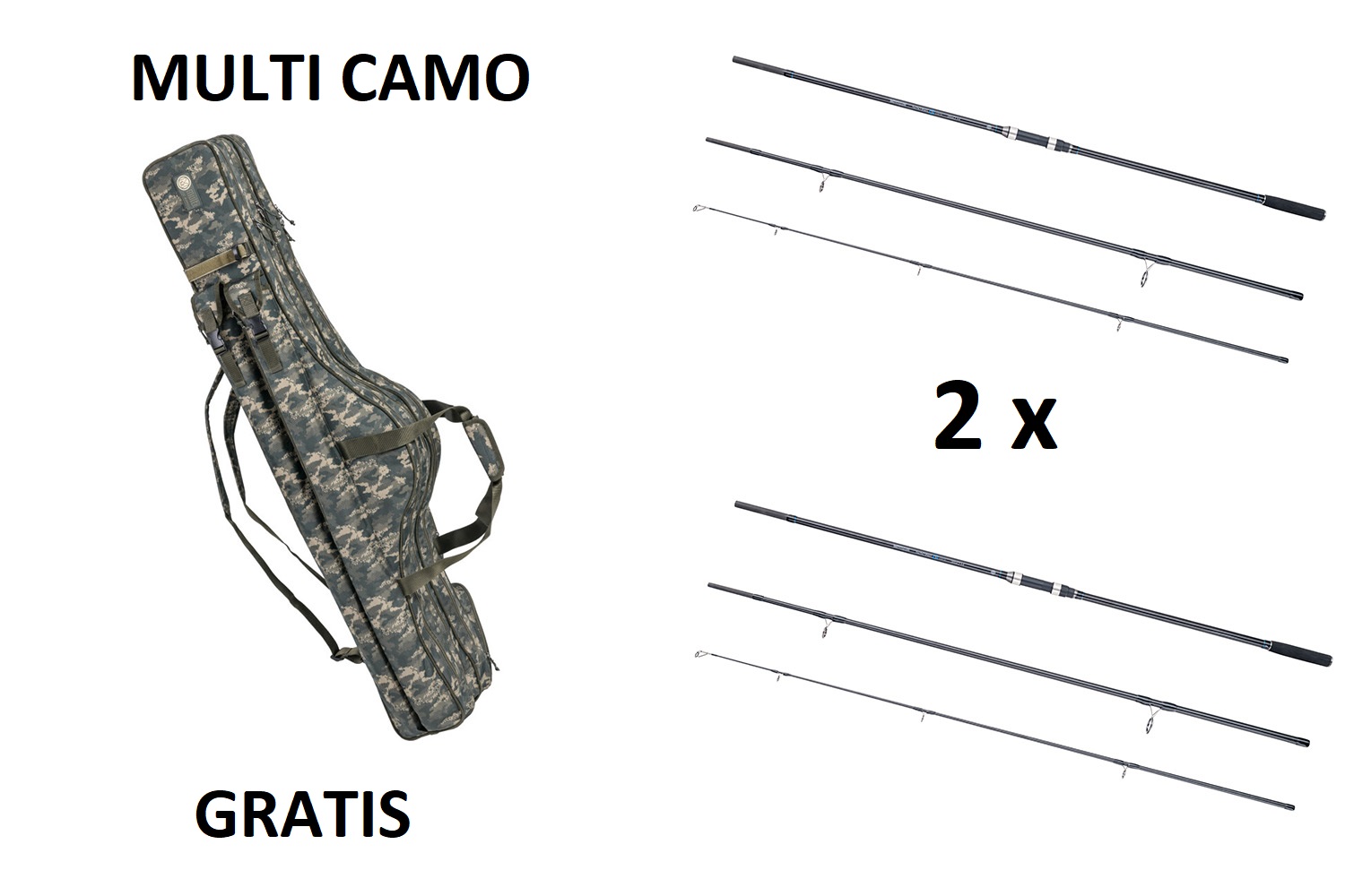 2x Prut Sentinel Carp 390SH + Obal Multi Camo 145