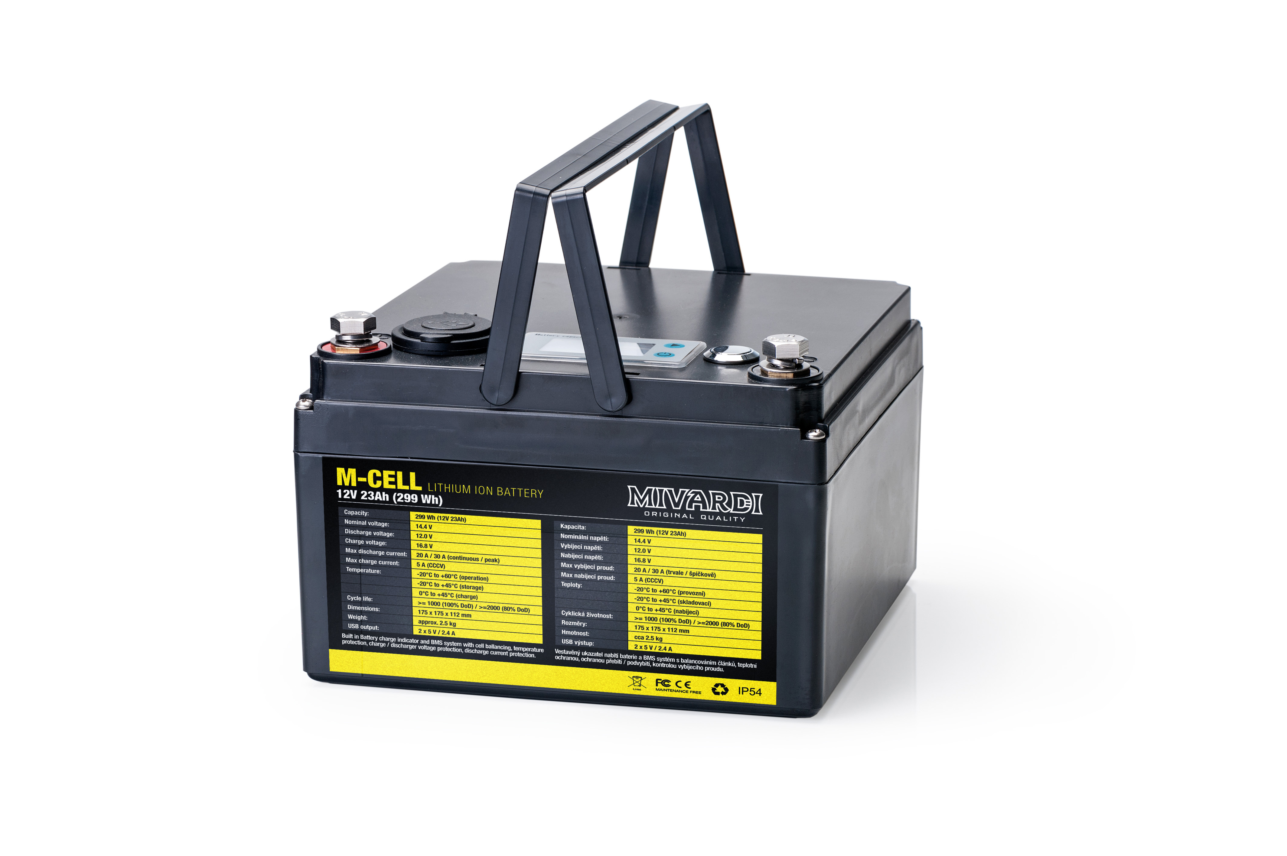 Lithiová baterie M-CELL M-CELL 12V 23Ah + 5A nabíječka